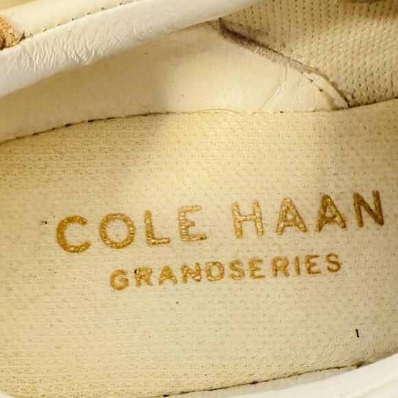 Cole Haan Shoes Womens 5 Ivory Leather Grandseries Snake Print Low Top Sneakers - Picture 10 of 12
